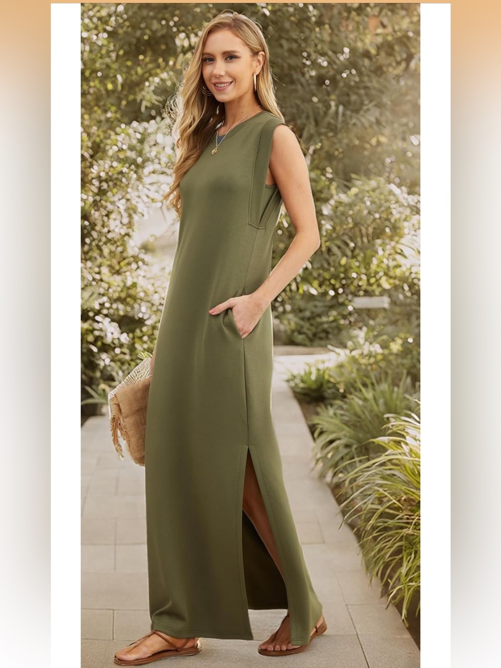 Sleeveless Crewneck Maxi Dress size Small